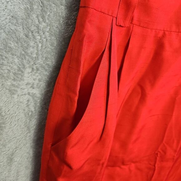 Linda Allard Ellen Tracy silk pencil skirt Red Sz 12 Lined side zip Vintage - Picture 5 of 16